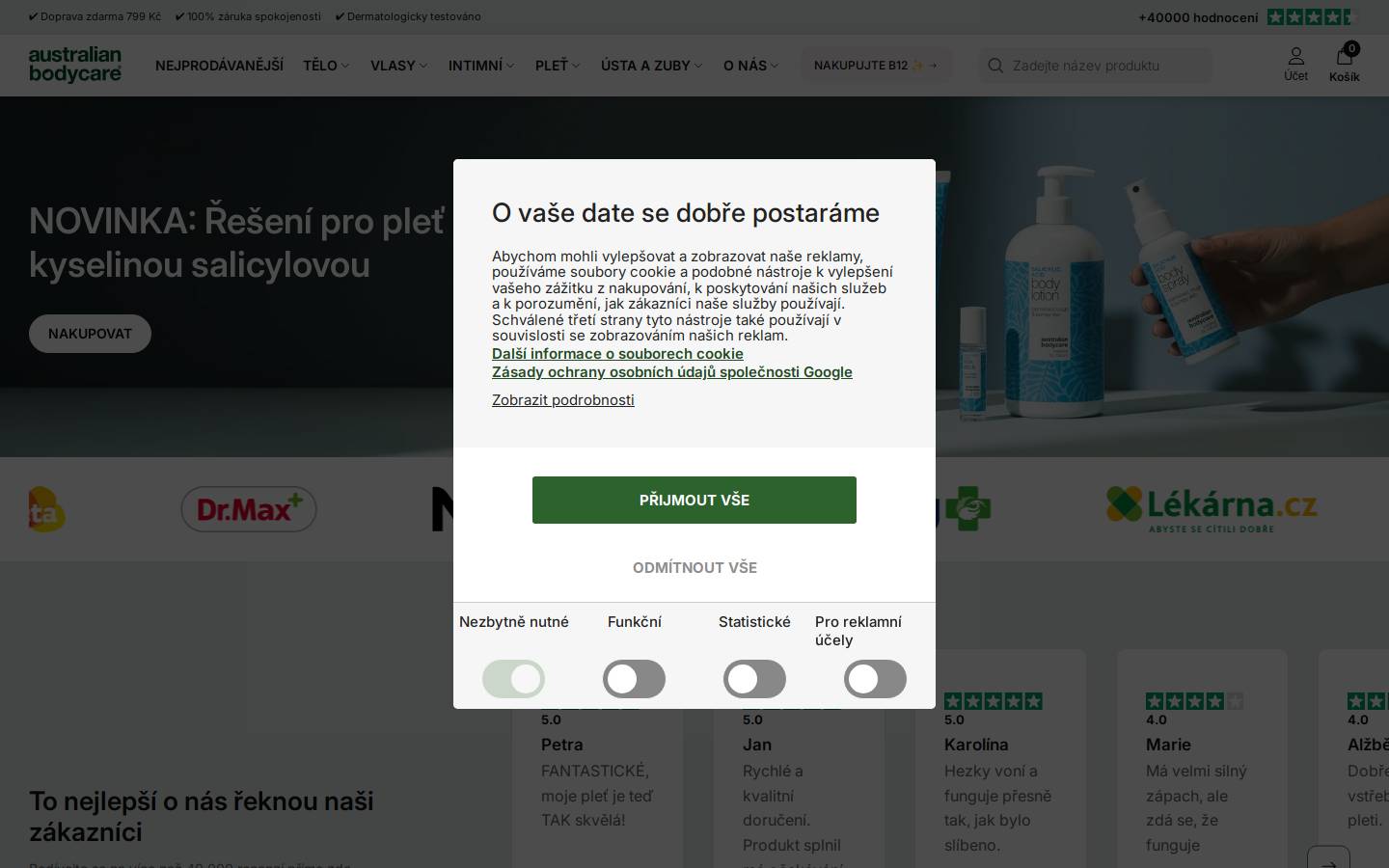 Australian Bodycare homepage screenshot