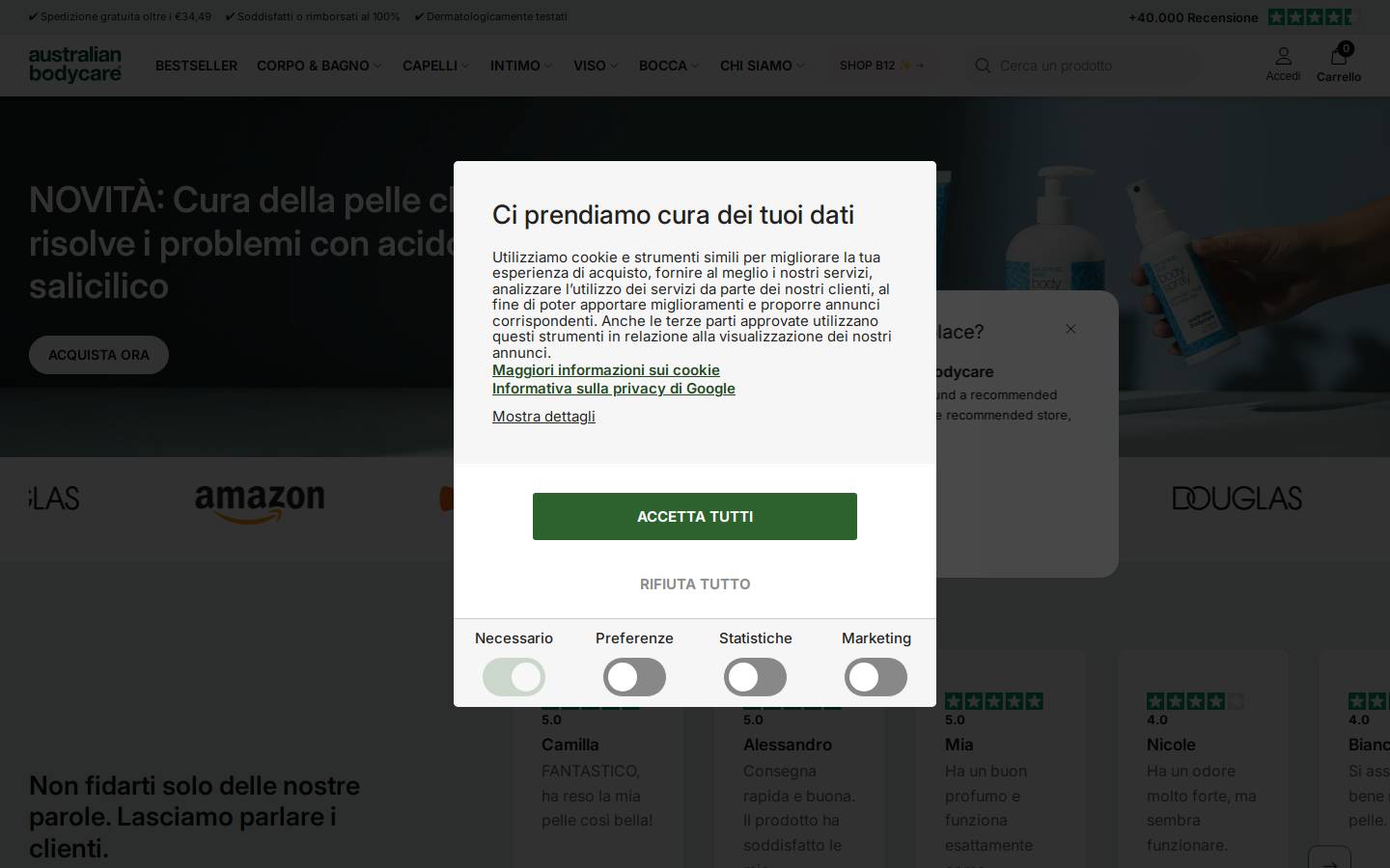 Australian Bodycare homepage screenshot