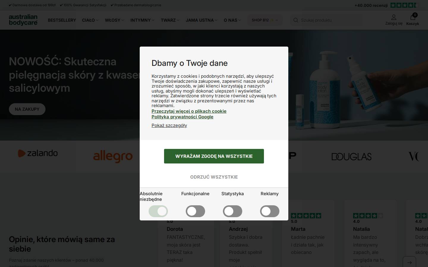 Australian Bodycare homepage screenshot