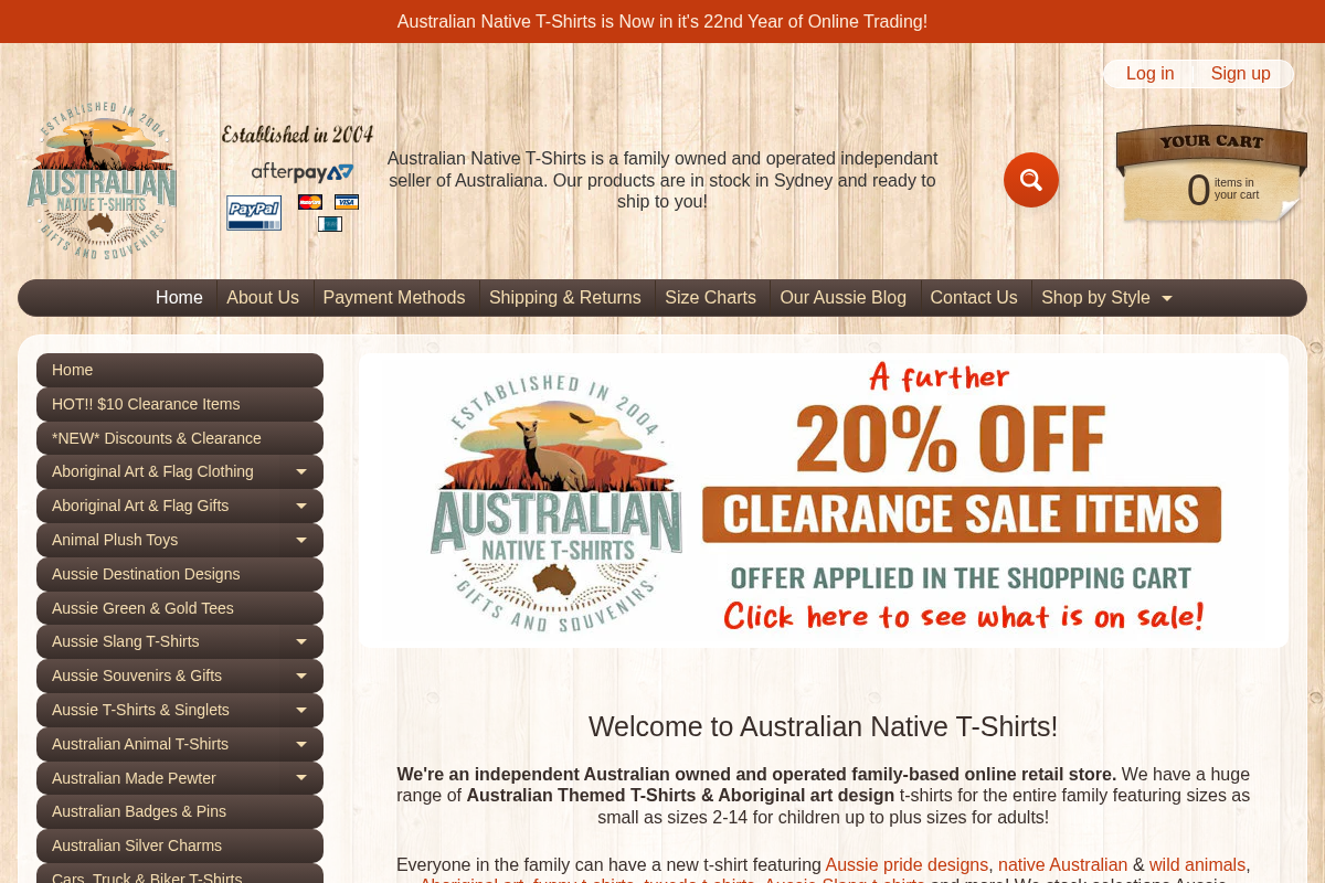Australian Native homepage screenshot