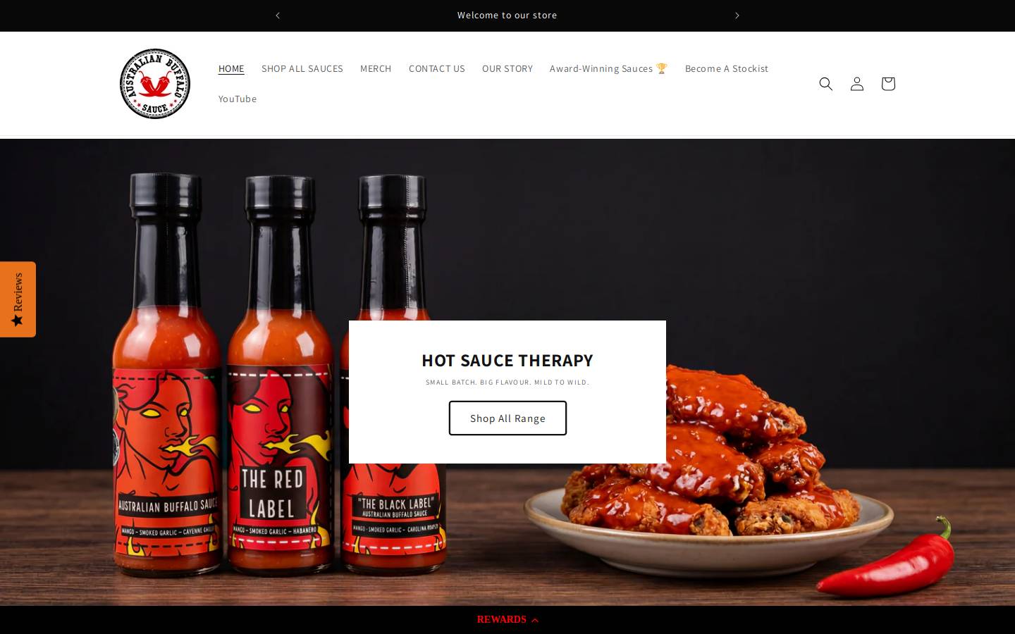 australianbuffalosauce.com homepage screenshot