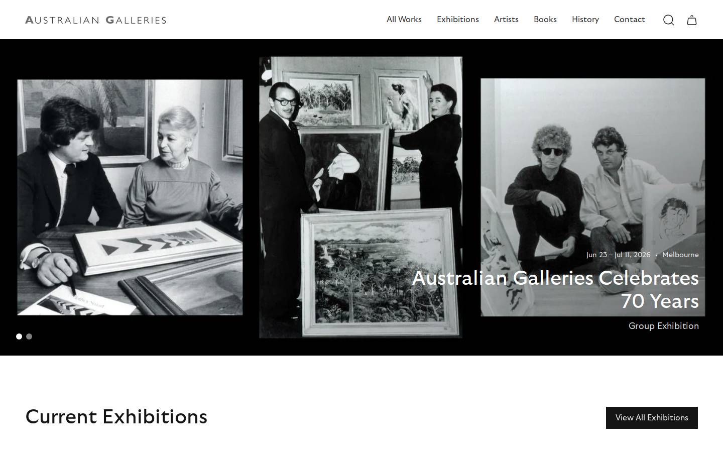 australiangalleries.com.au homepage screenshot