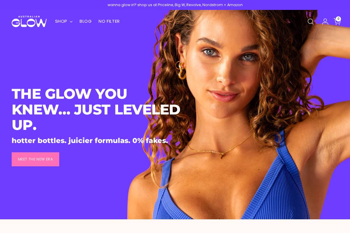 australianglow.com.au homepage screenshot