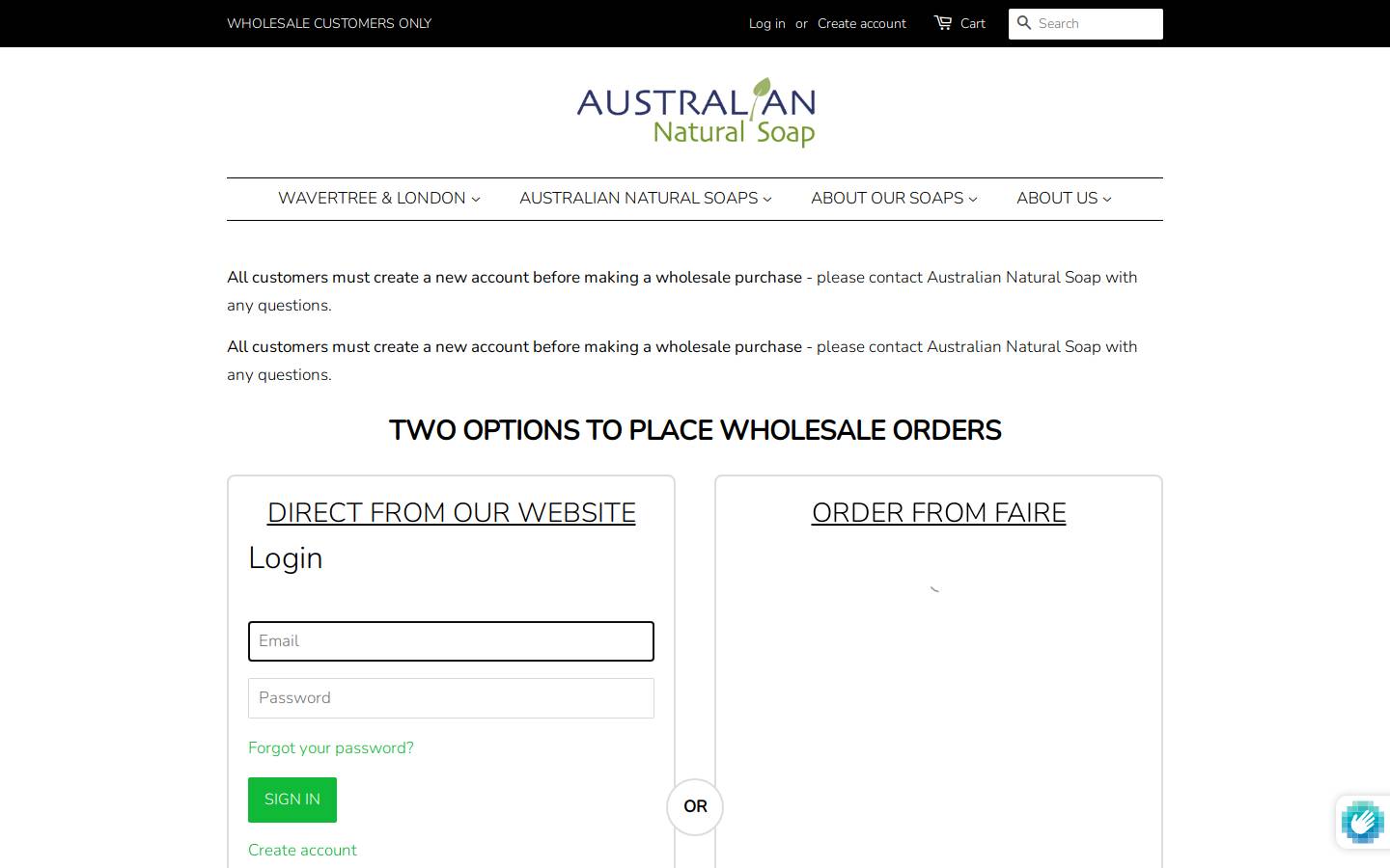 australiansoap-wholesale.com homepage screenshot