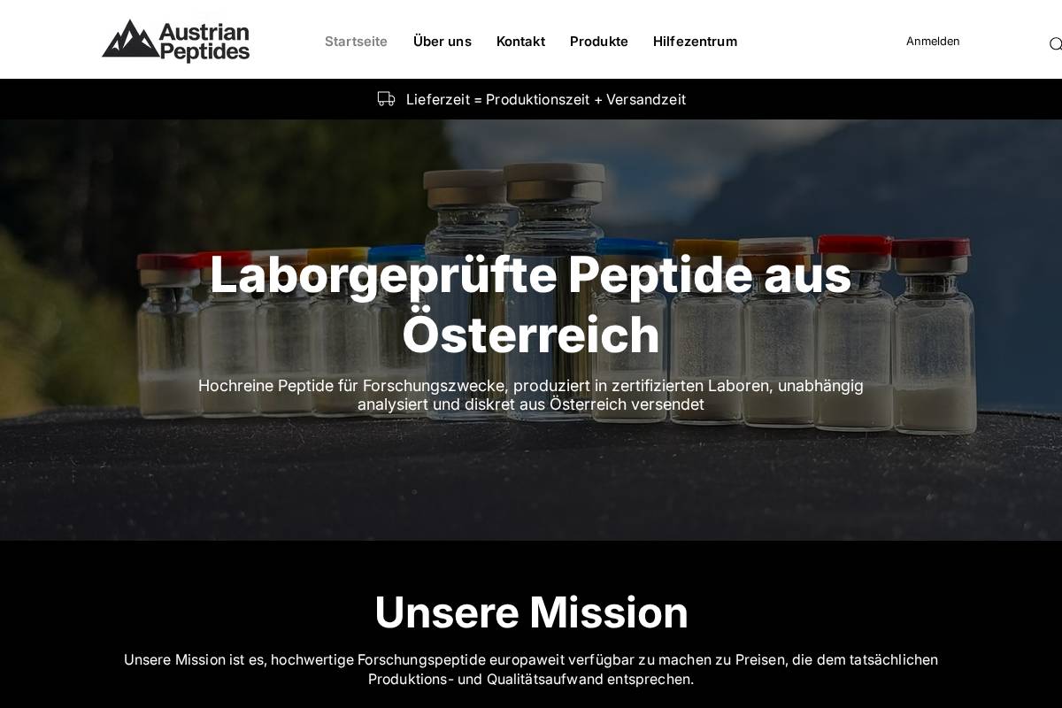 Austrianspeptides homepage screenshot