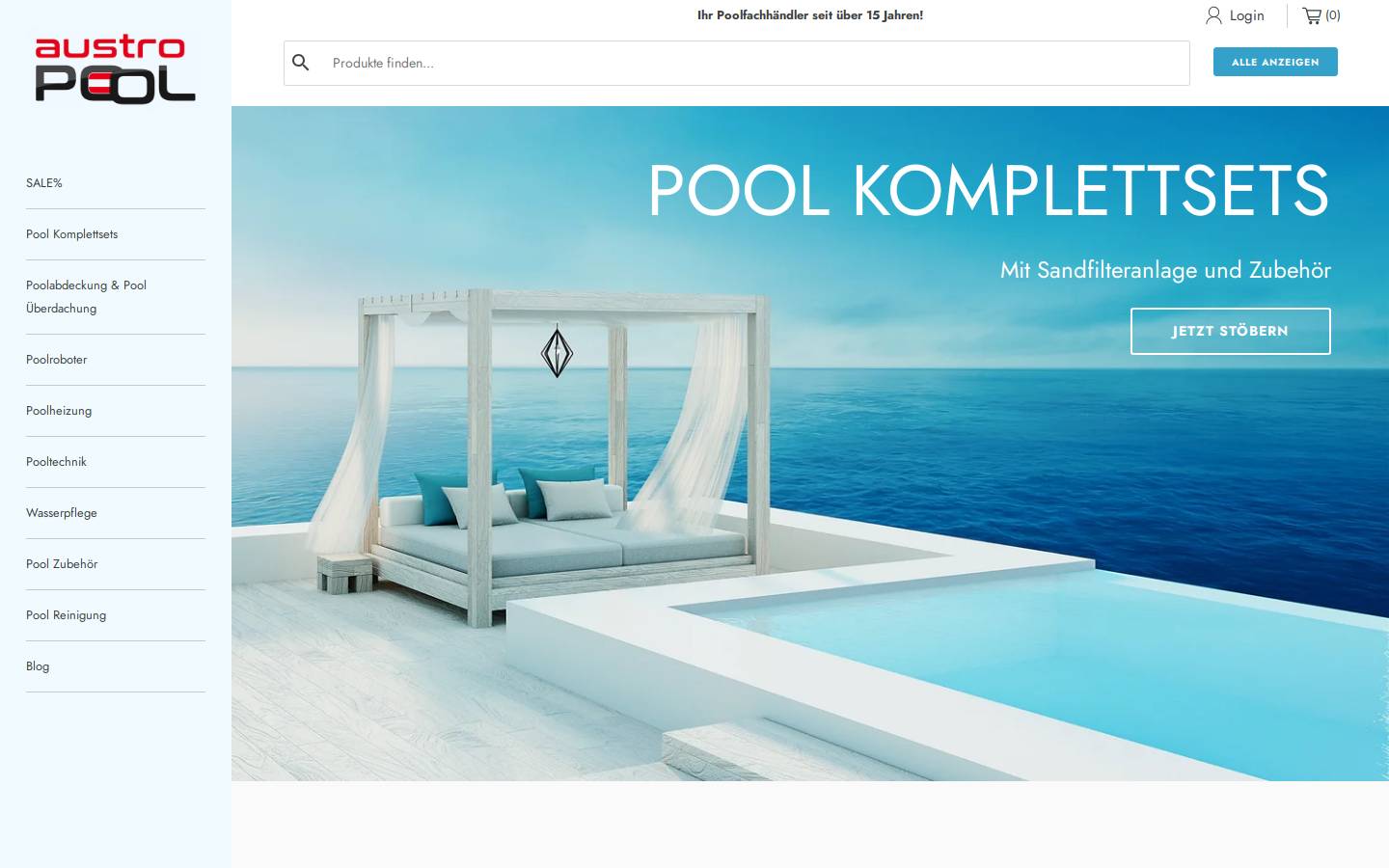 Austropool homepage screenshot