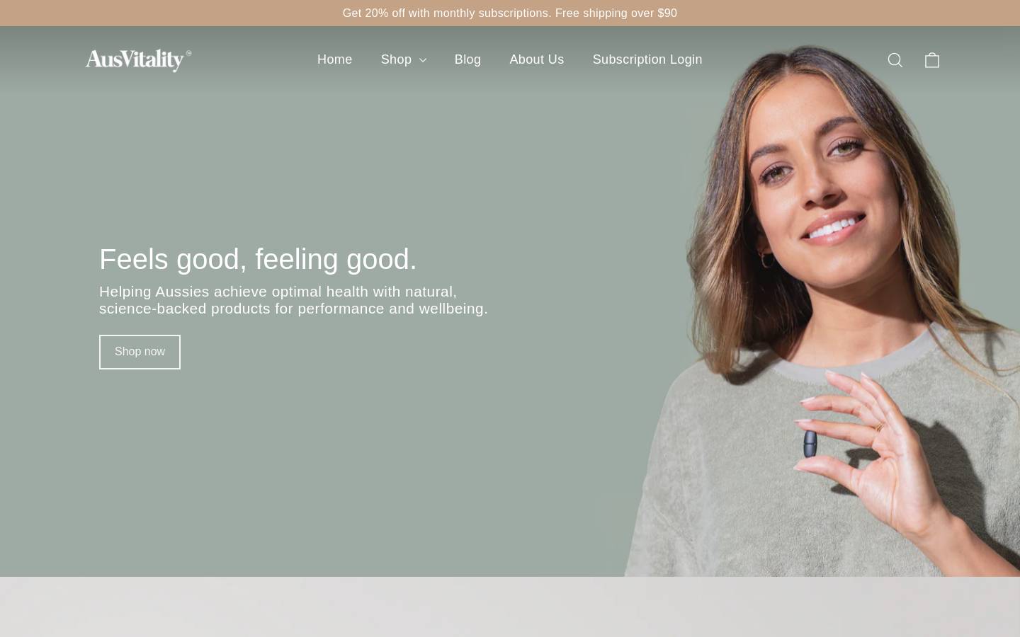 Ausvitality homepage screenshot