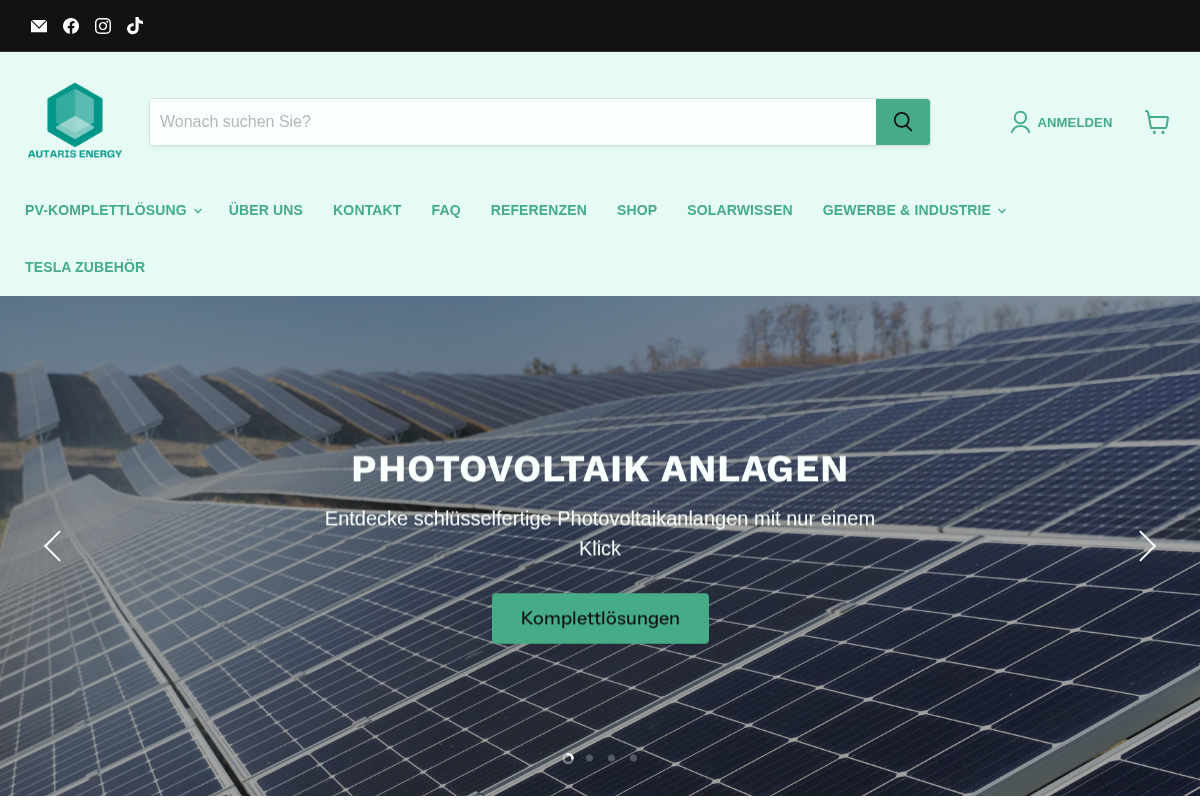 Autaris Energy homepage screenshot