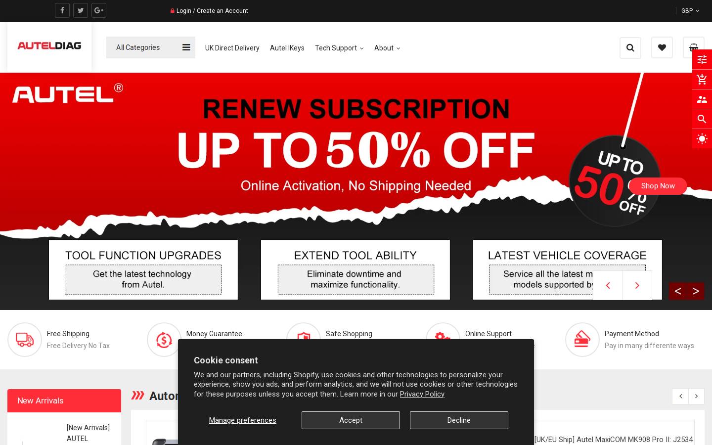 AutelDiag.co.uk homepage screenshot