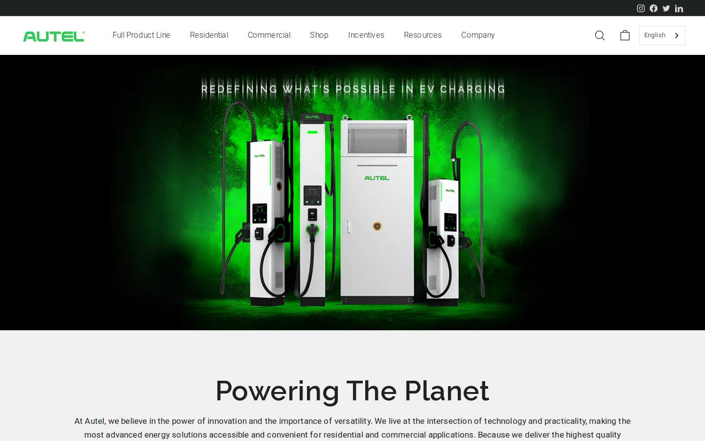 Autelenergy homepage screenshot