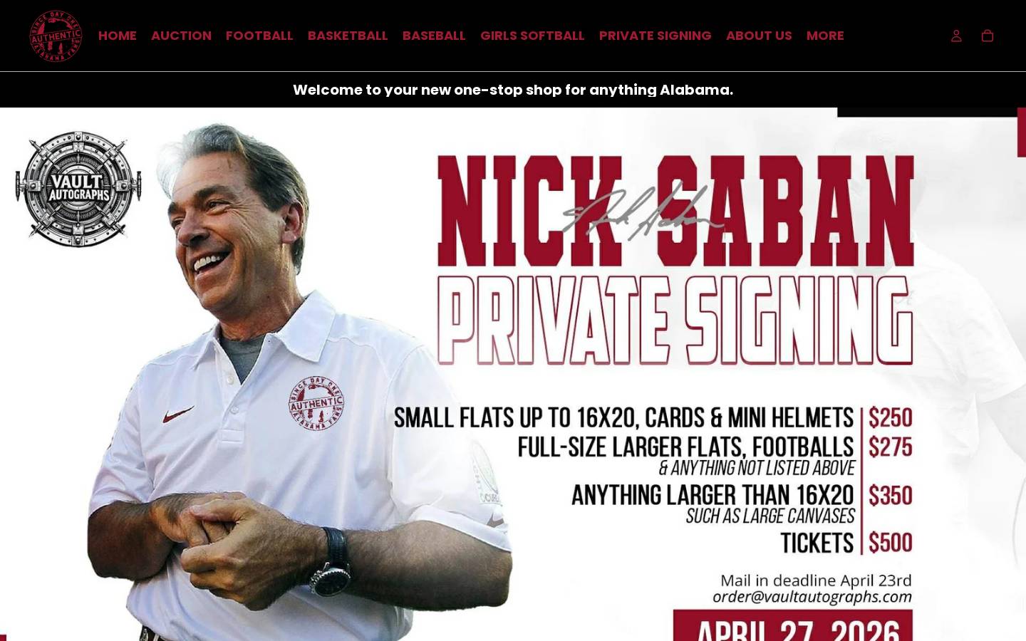 authenticalabamafans.com homepage screenshot