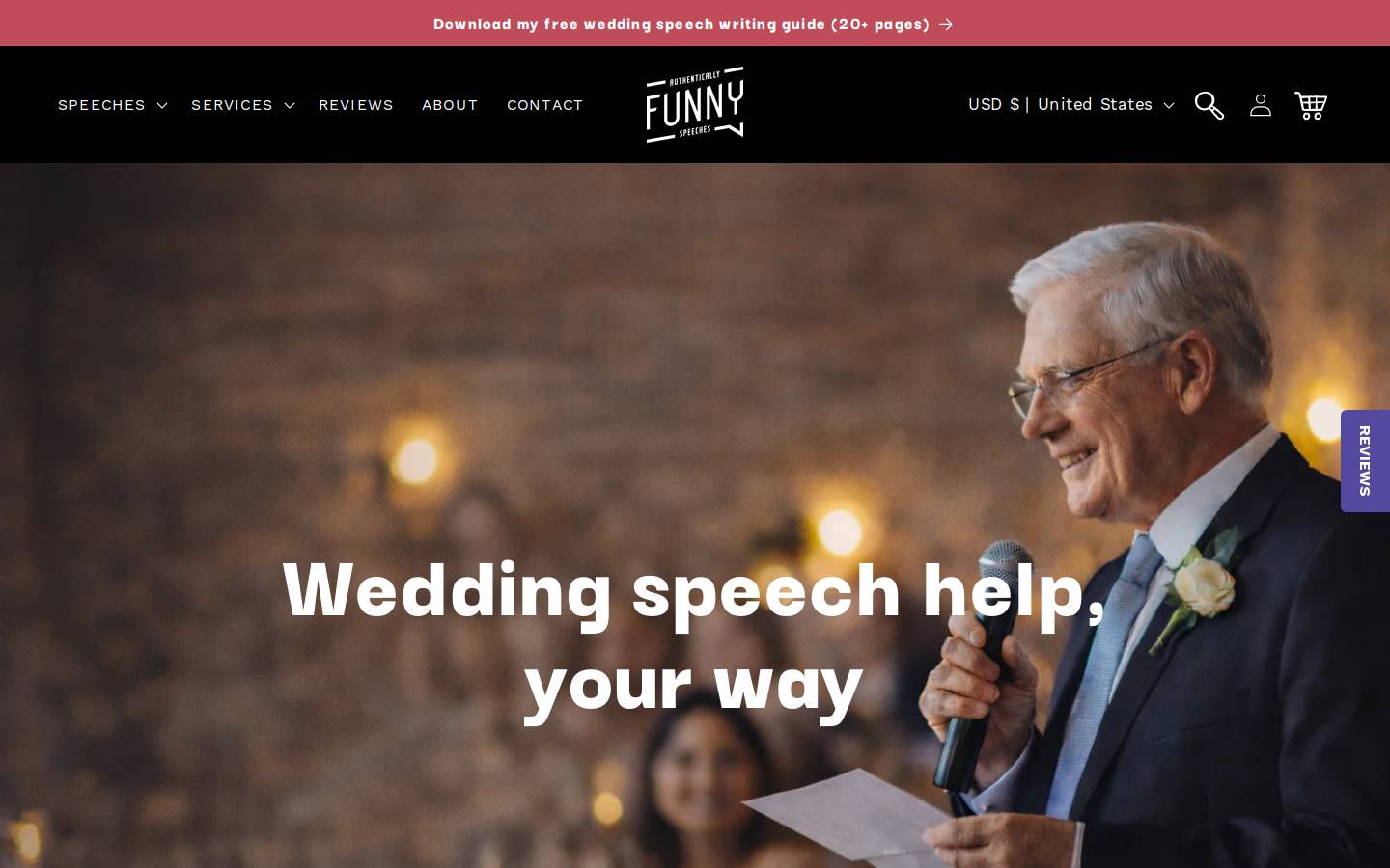 authenticallyfunnyspeeches.com homepage screenshot