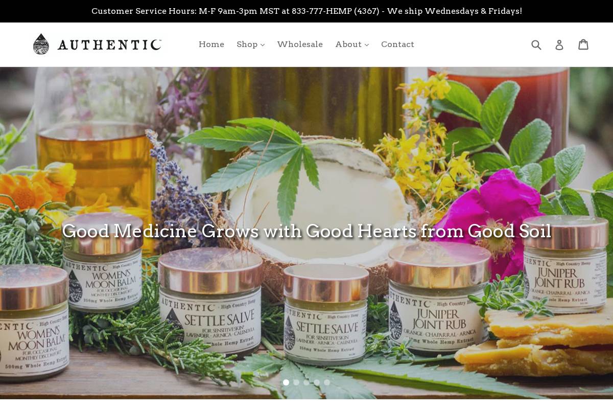 authentichemp.com homepage screenshot