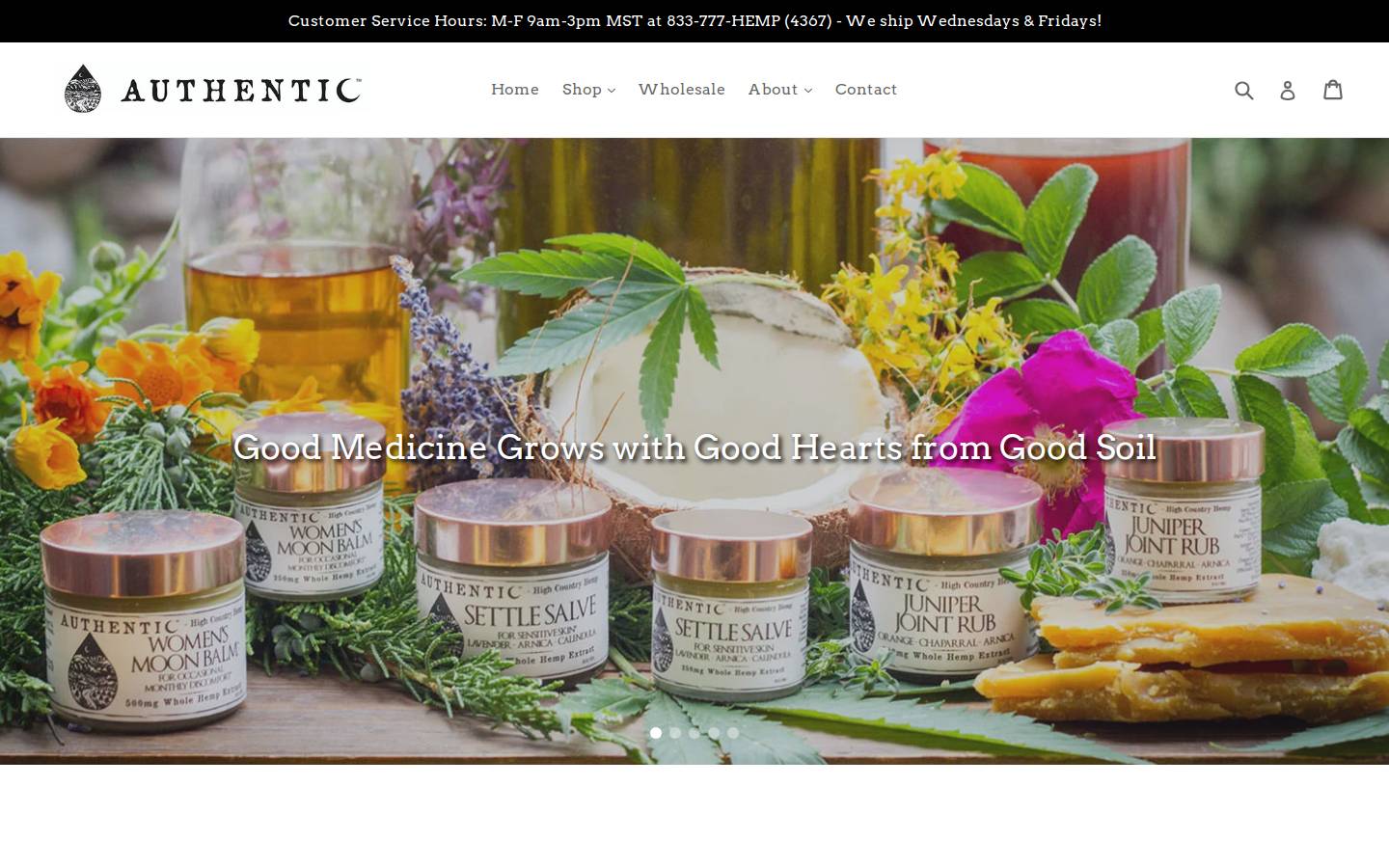 authenticorganics.com homepage screenshot