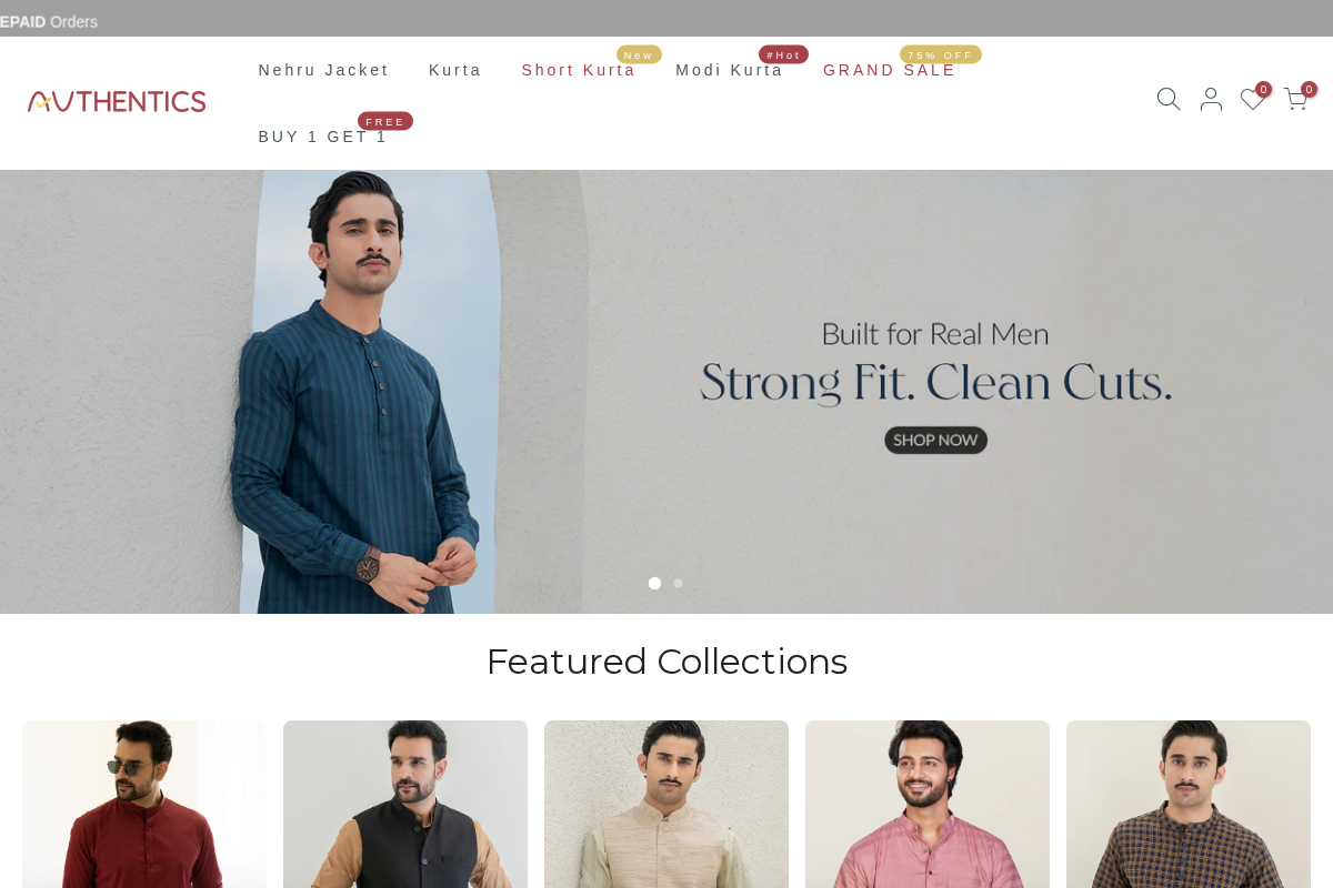 Authentics homepage screenshot