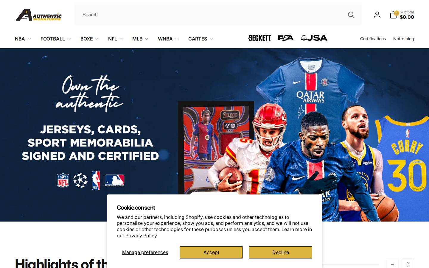 Authentic Signatures homepage screenshot