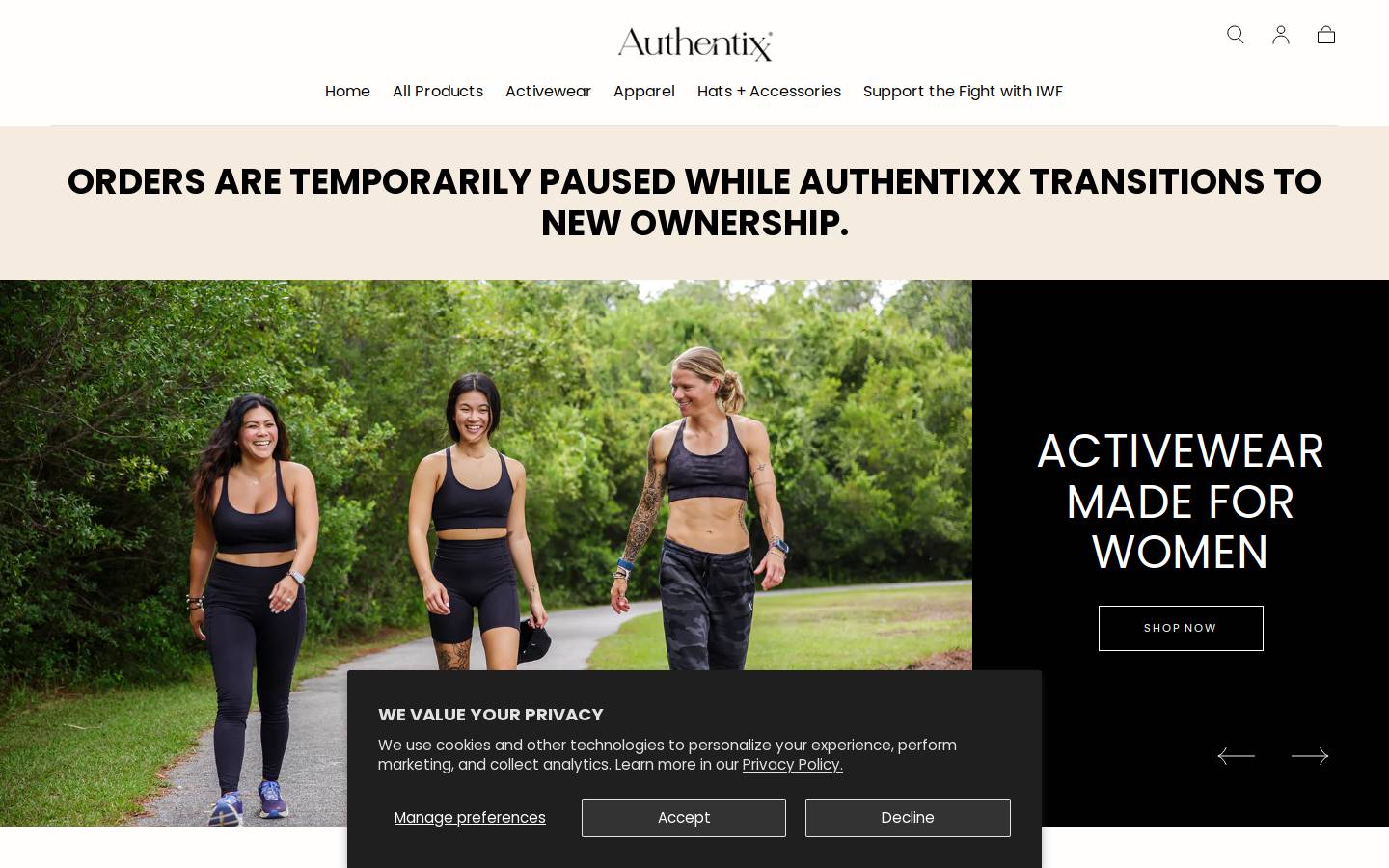 authentixx.com homepage screenshot