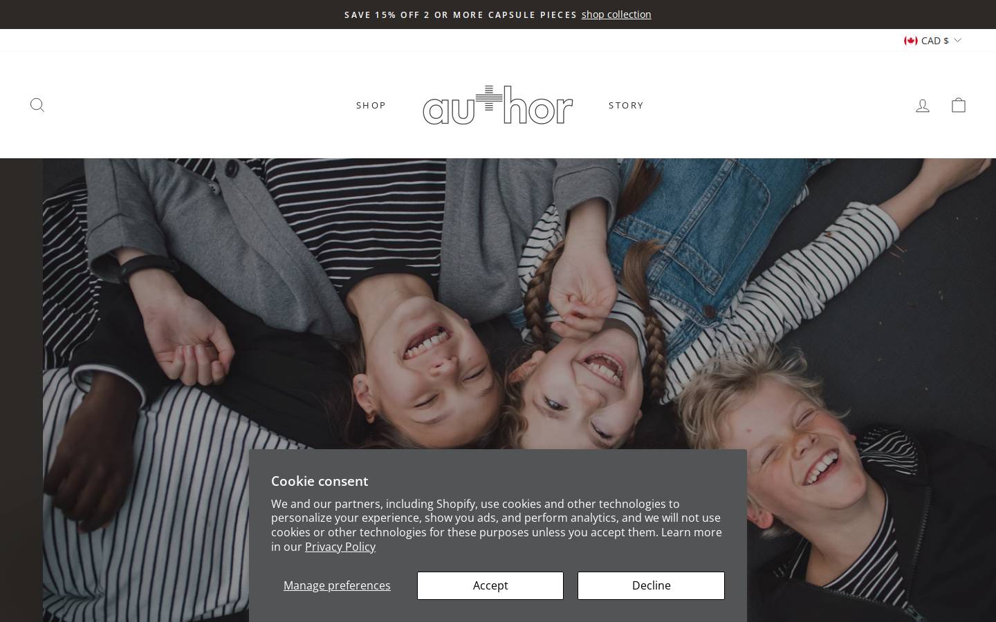 author.clothing homepage screenshot