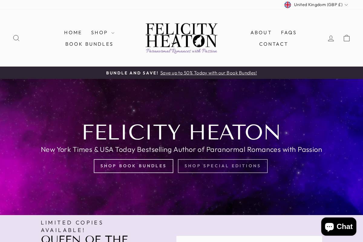 authorfelicityheaton.com homepage screenshot