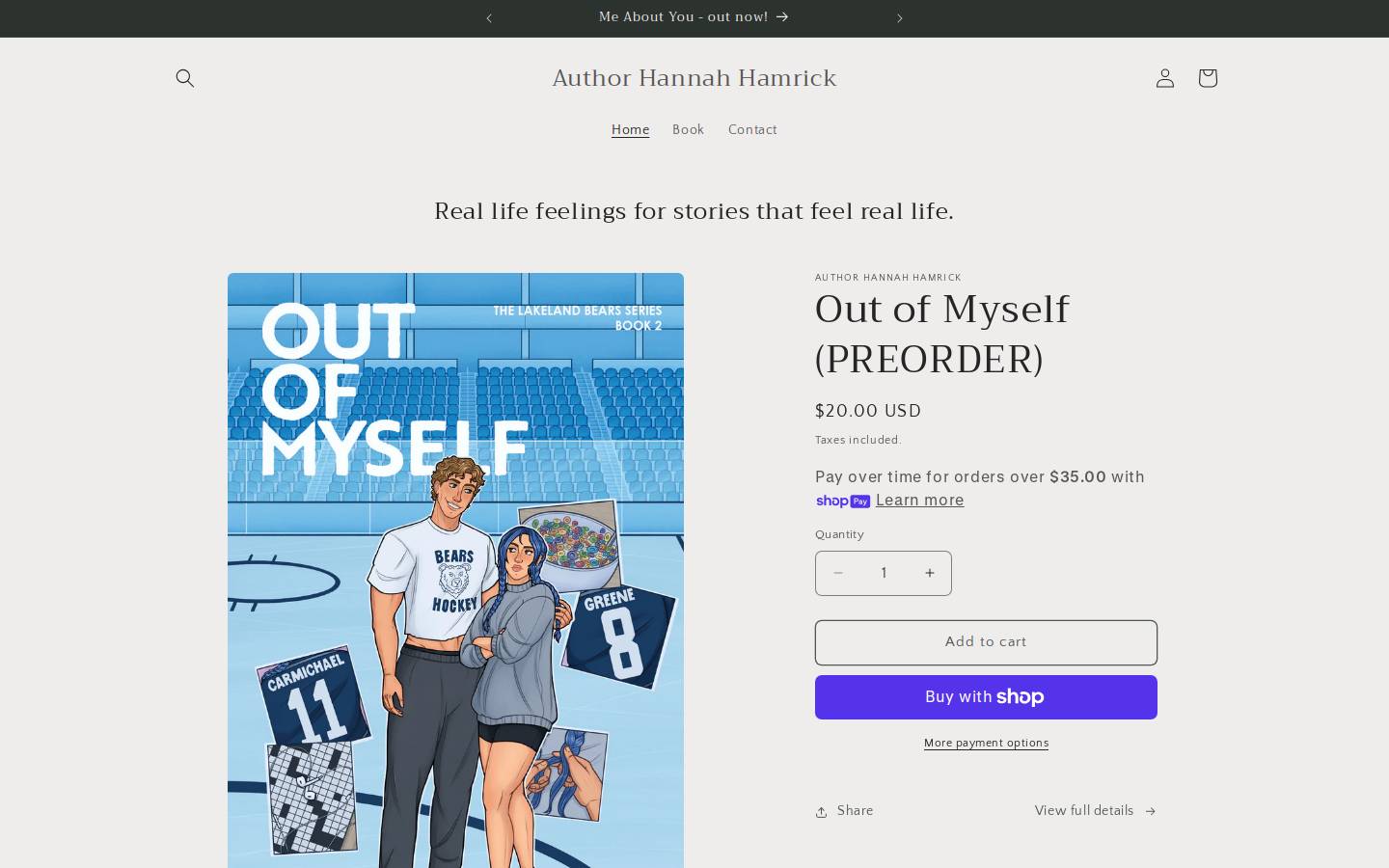 authorhannahhamrick.com homepage screenshot