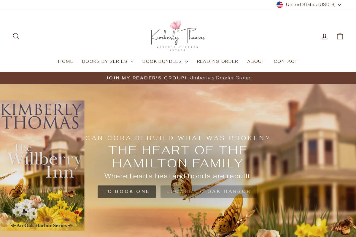 Author Kimberly Thomas homepage screenshot