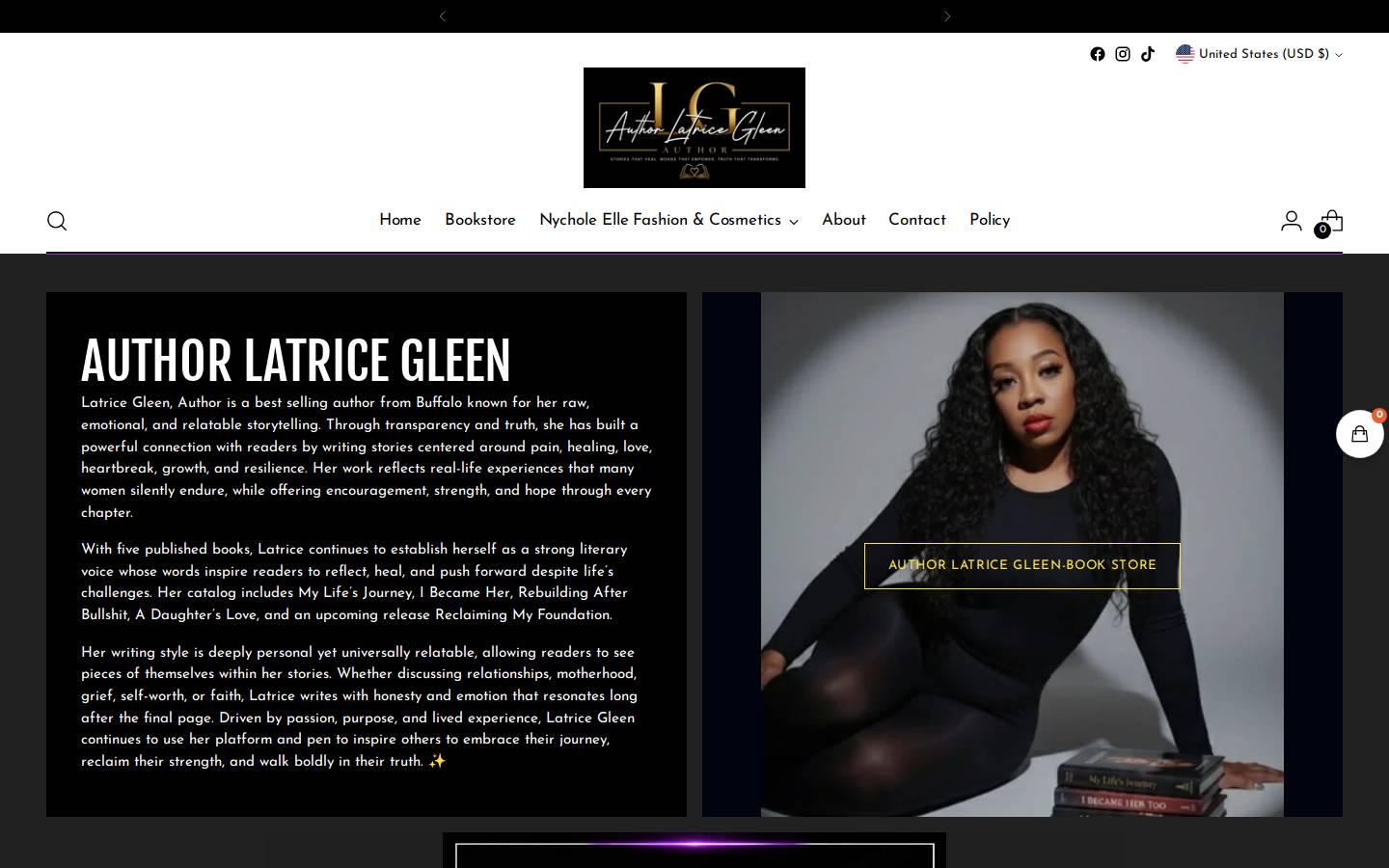 authorlatricegleen.com homepage screenshot