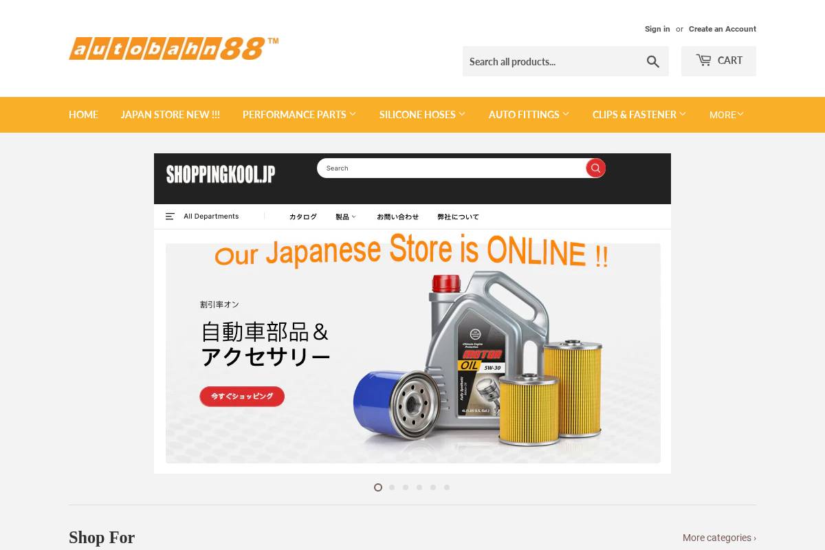 Autobahn88 Web Store homepage screenshot