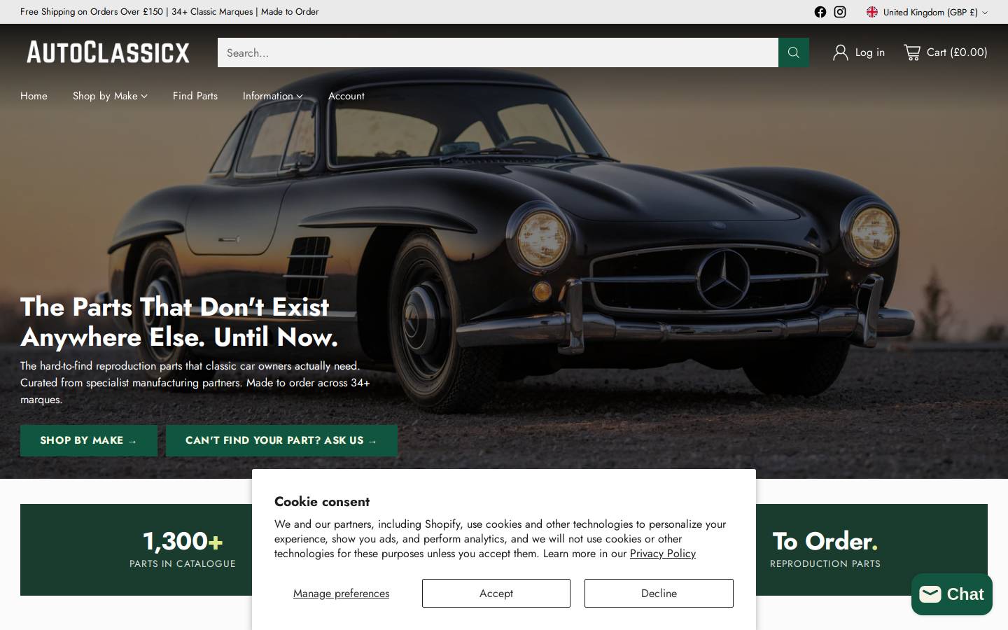 Autoclassicx homepage screenshot