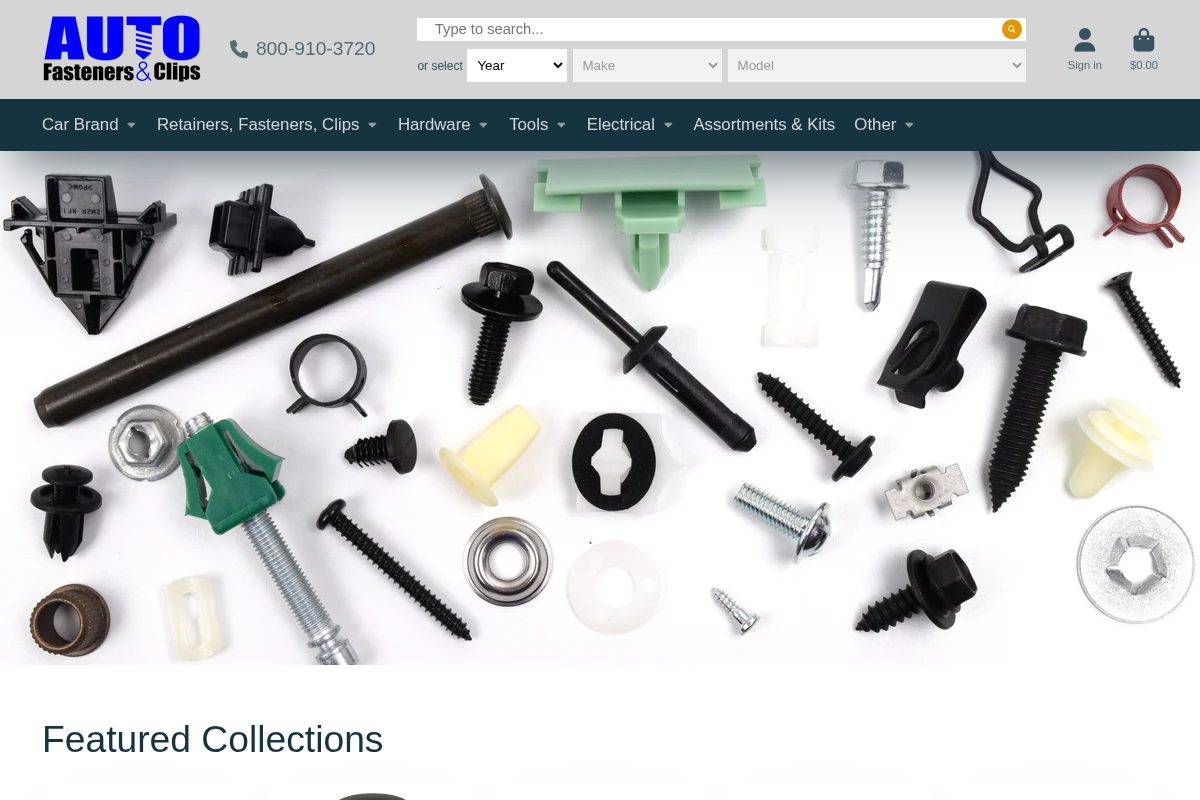 AutoFastenersAndClips.com homepage screenshot