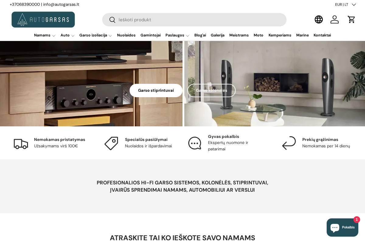Auto Garsas homepage screenshot