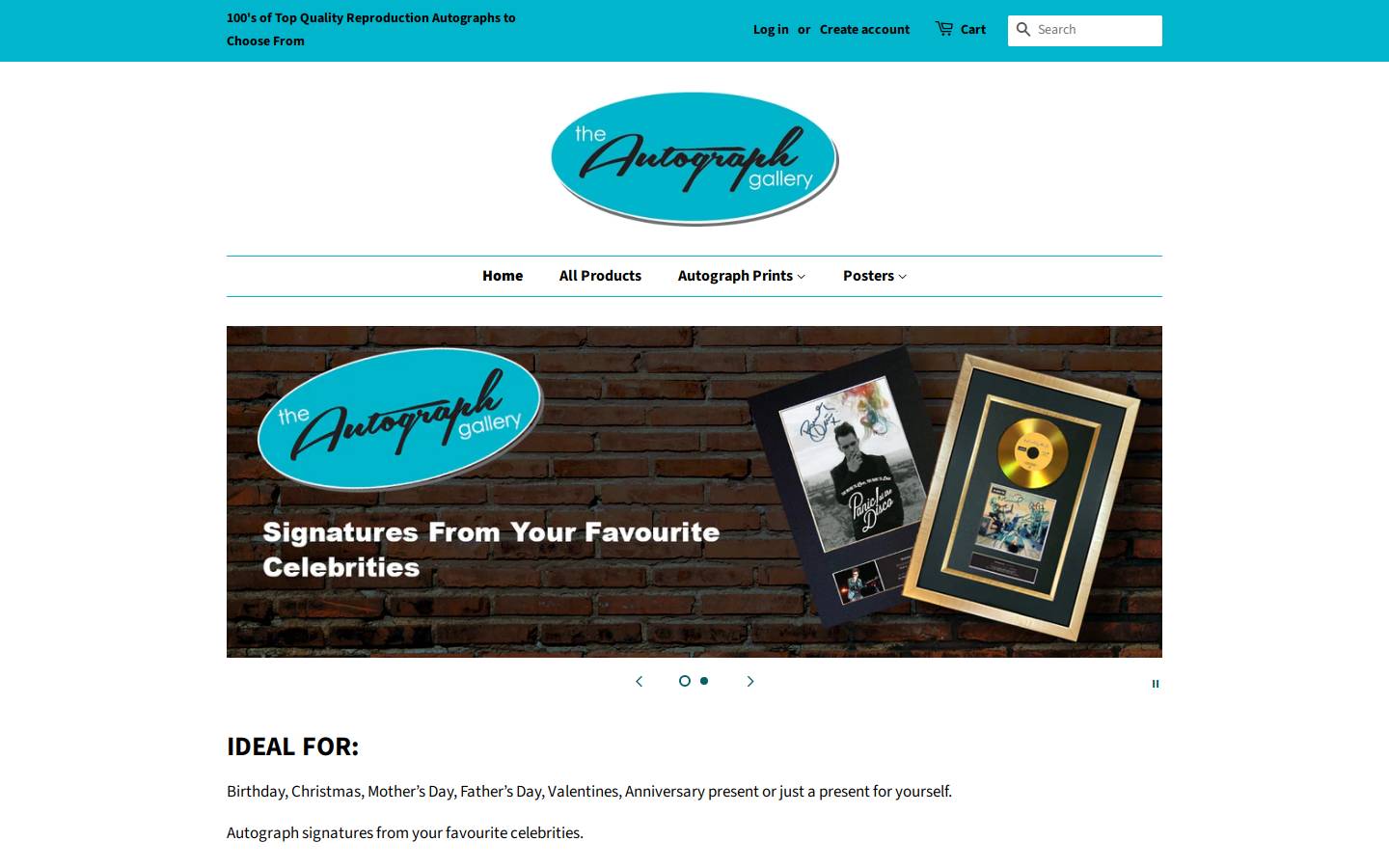 autograph-gallery.com homepage screenshot