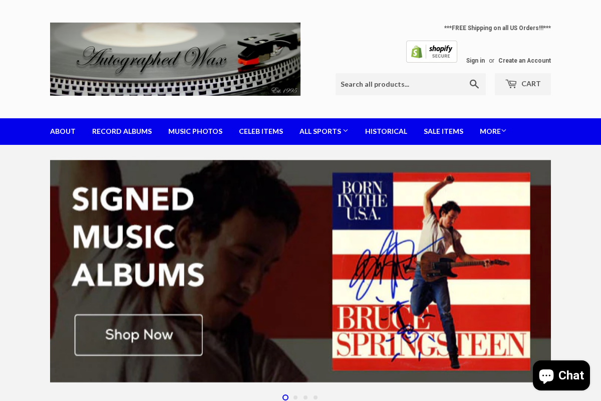 autographedrecords.com homepage screenshot