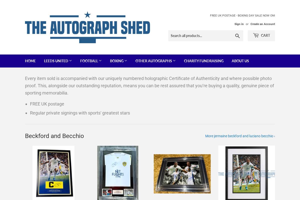 autographshed.com homepage screenshot
