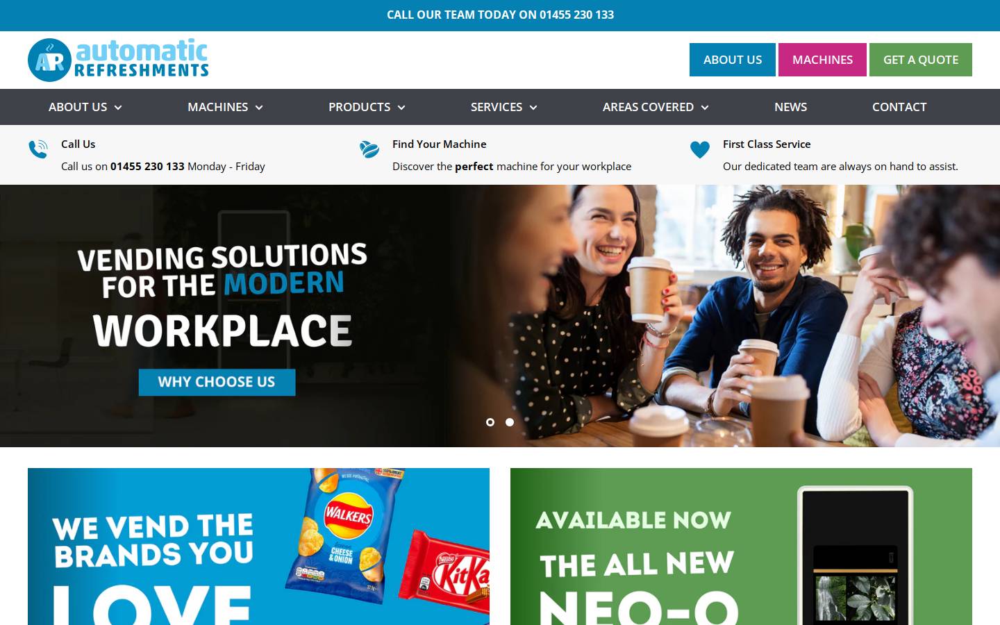 automaticrefreshments.co.uk homepage screenshot