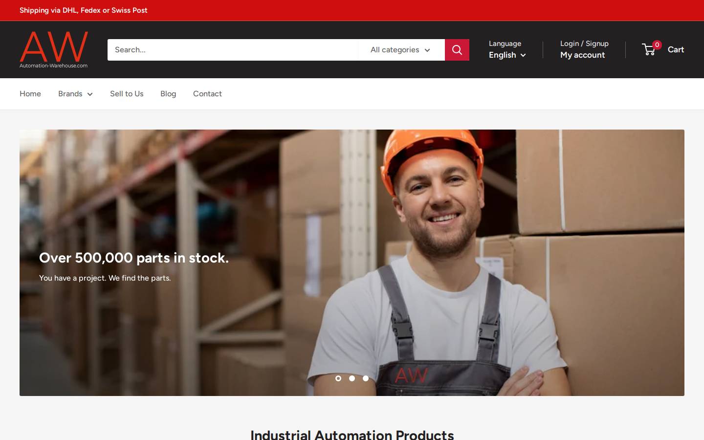Automation Warehouse homepage screenshot