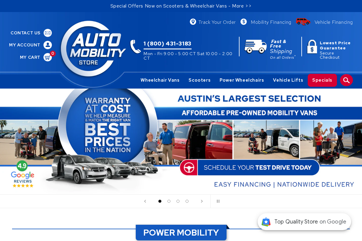 AutoMobility Store homepage screenshot