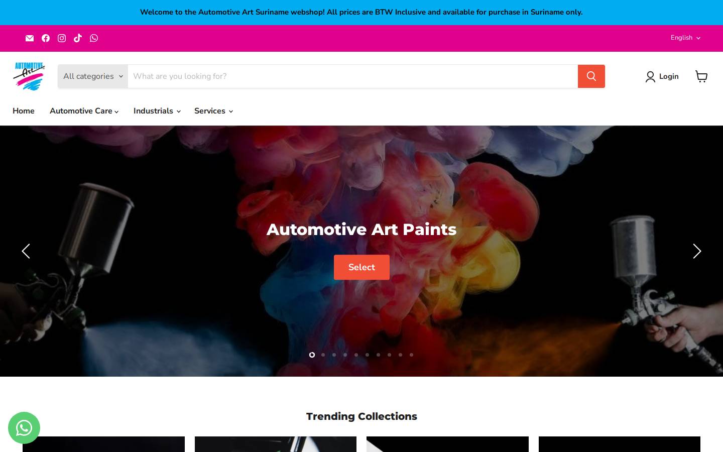 automotiveartsuriname.com homepage screenshot