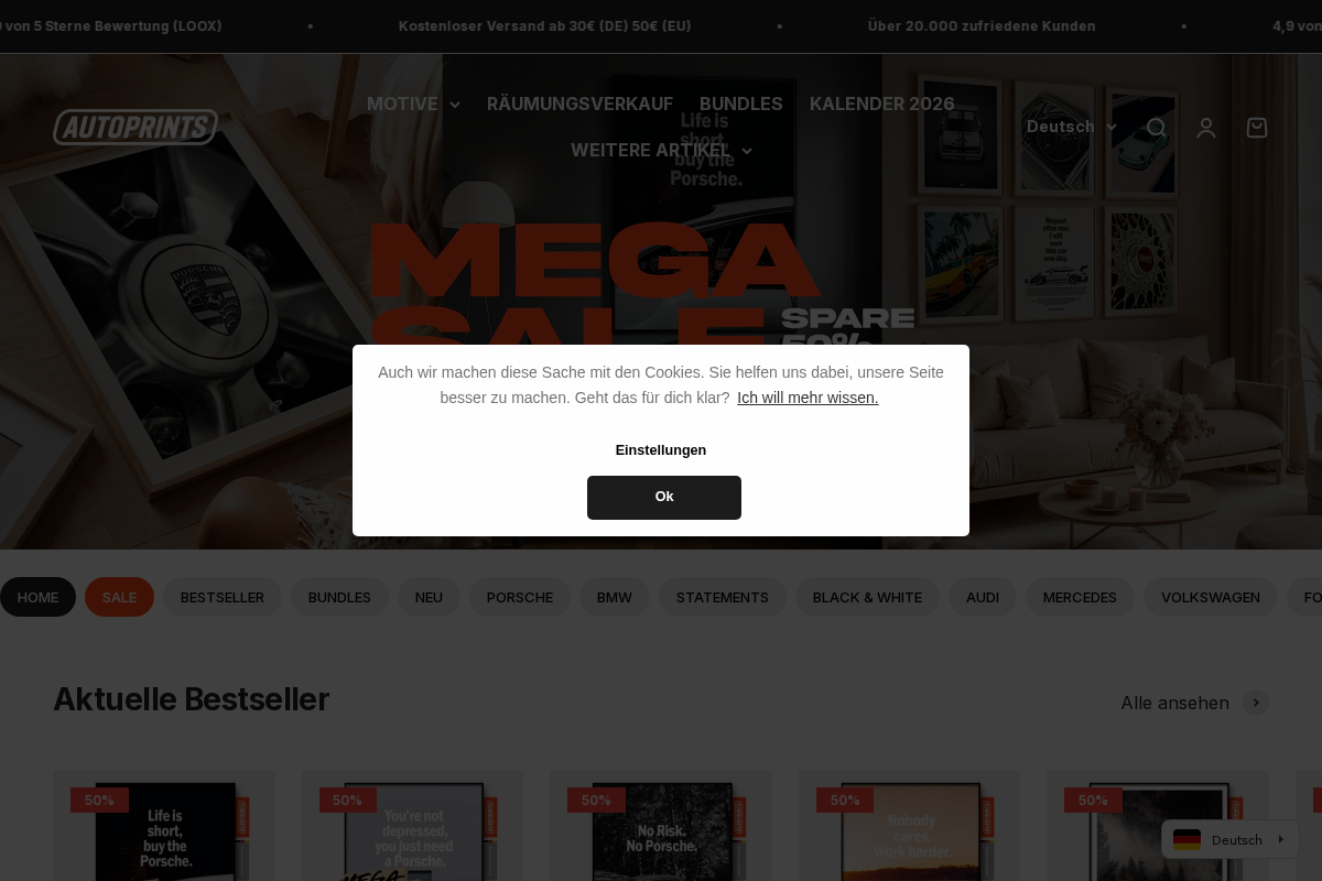 Autoprints homepage screenshot