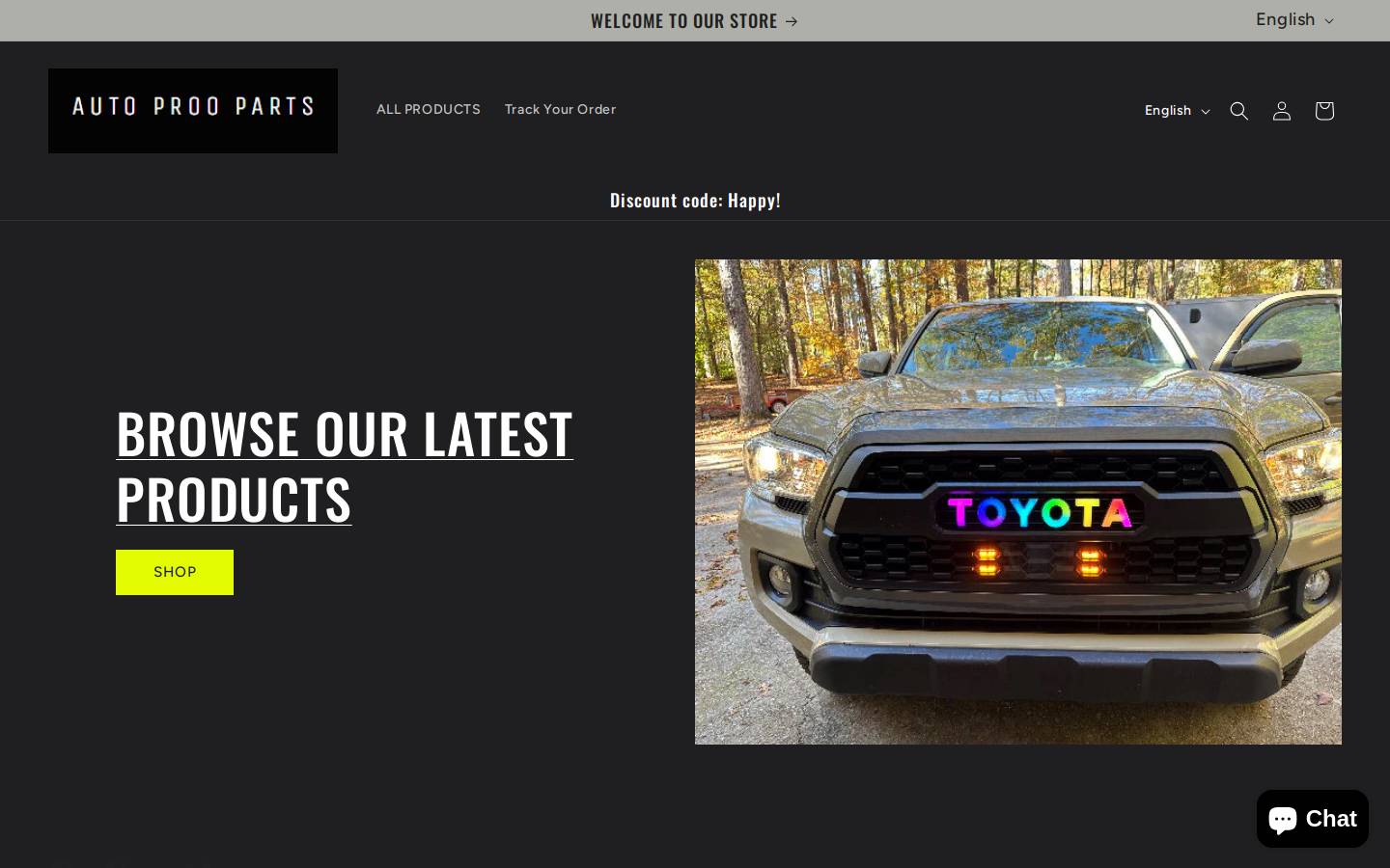 autoprooparts.com homepage screenshot