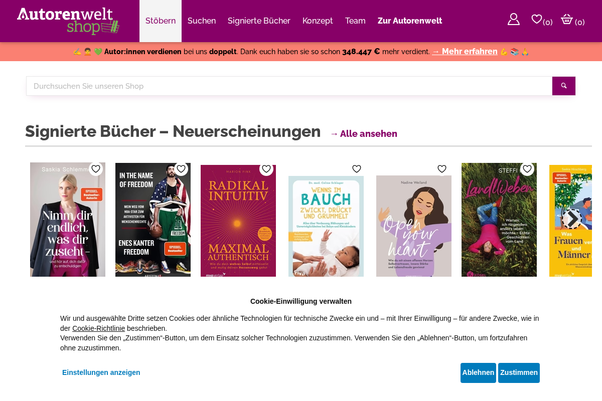 Autorenwelt Shop homepage screenshot