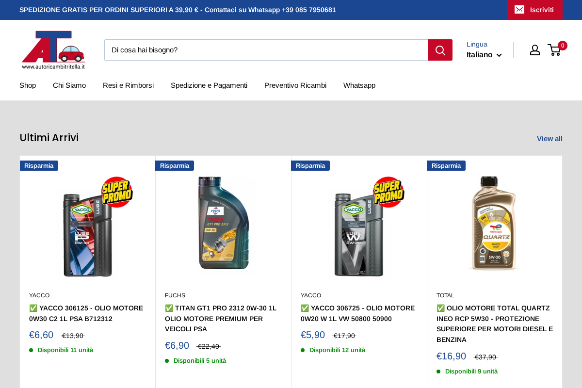 Autoricambi Tritella homepage screenshot