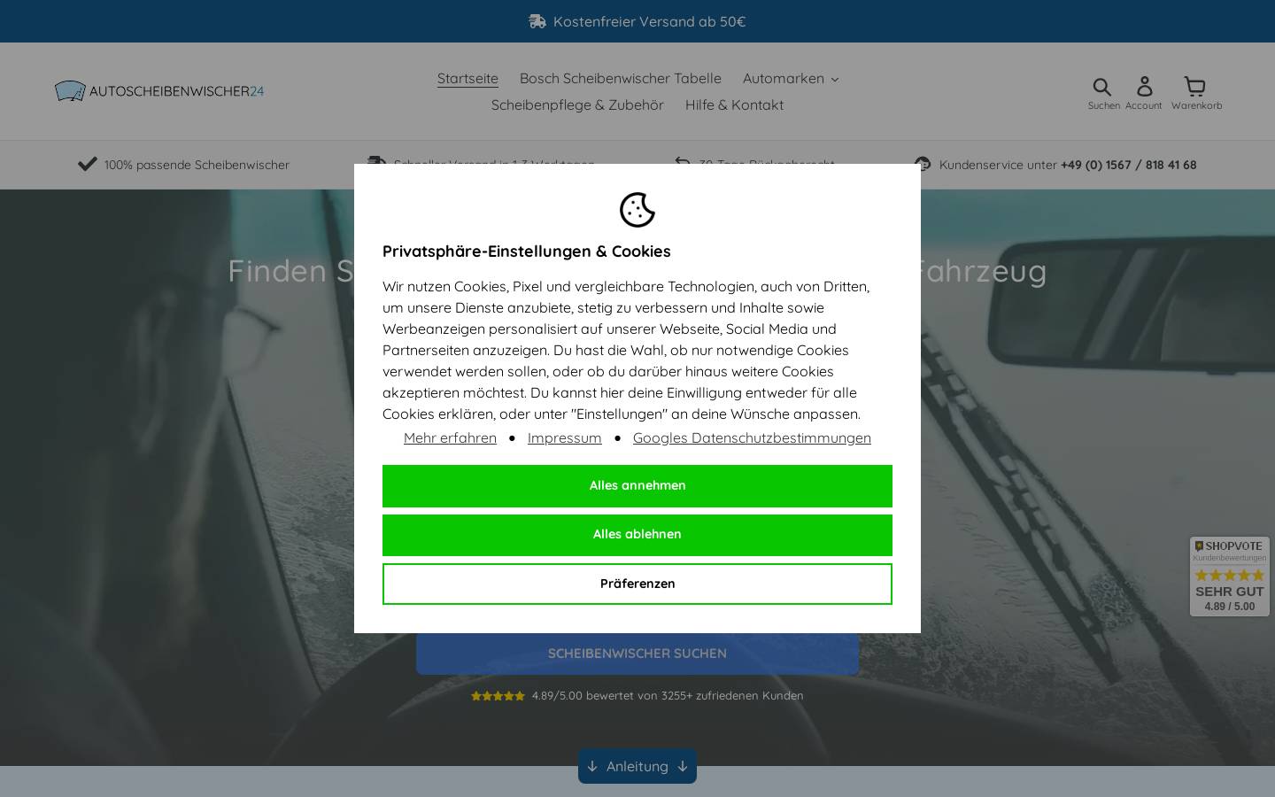 Autoscheibenwischer24 homepage screenshot