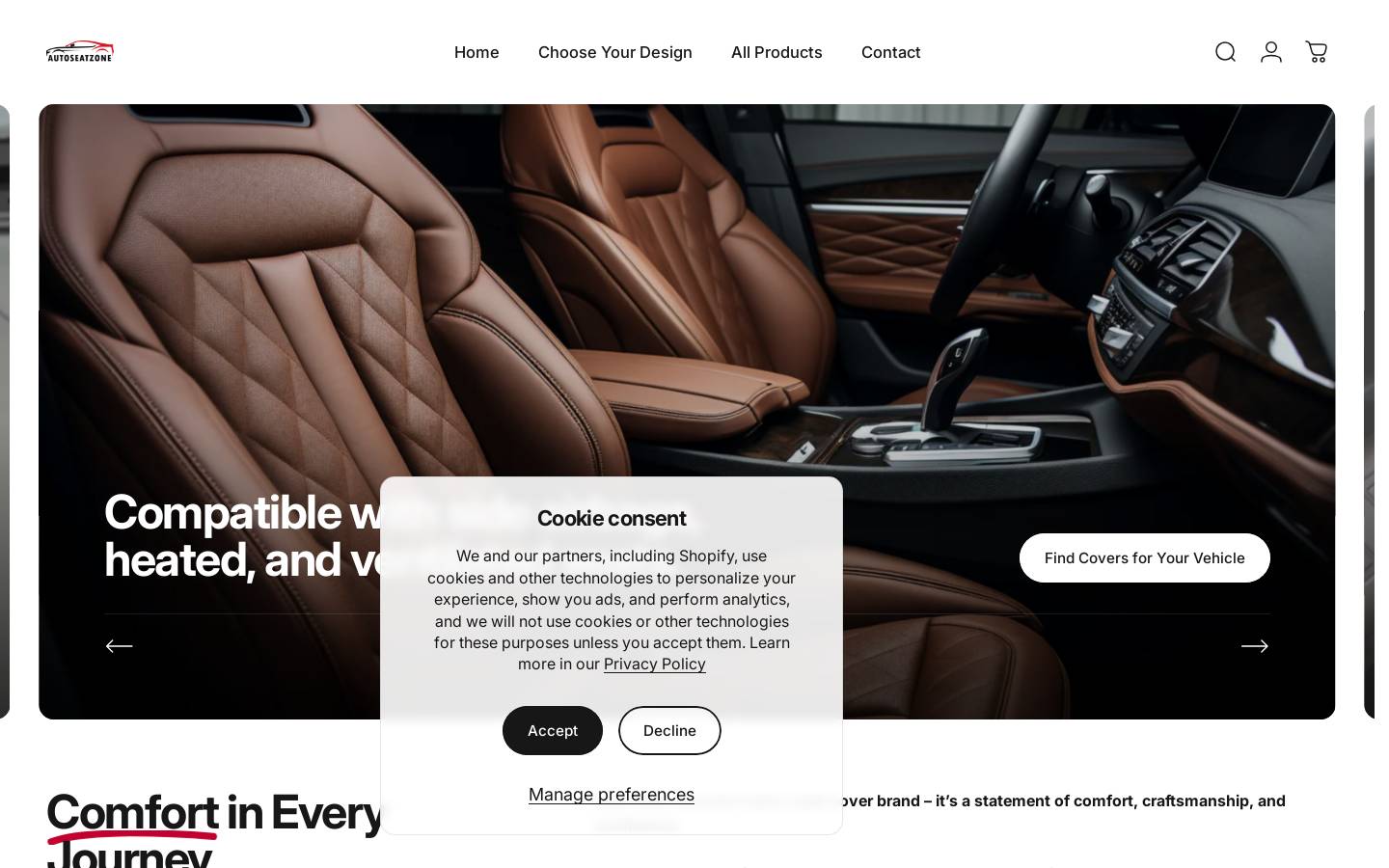 Auto Seat Zone homepage screenshot
