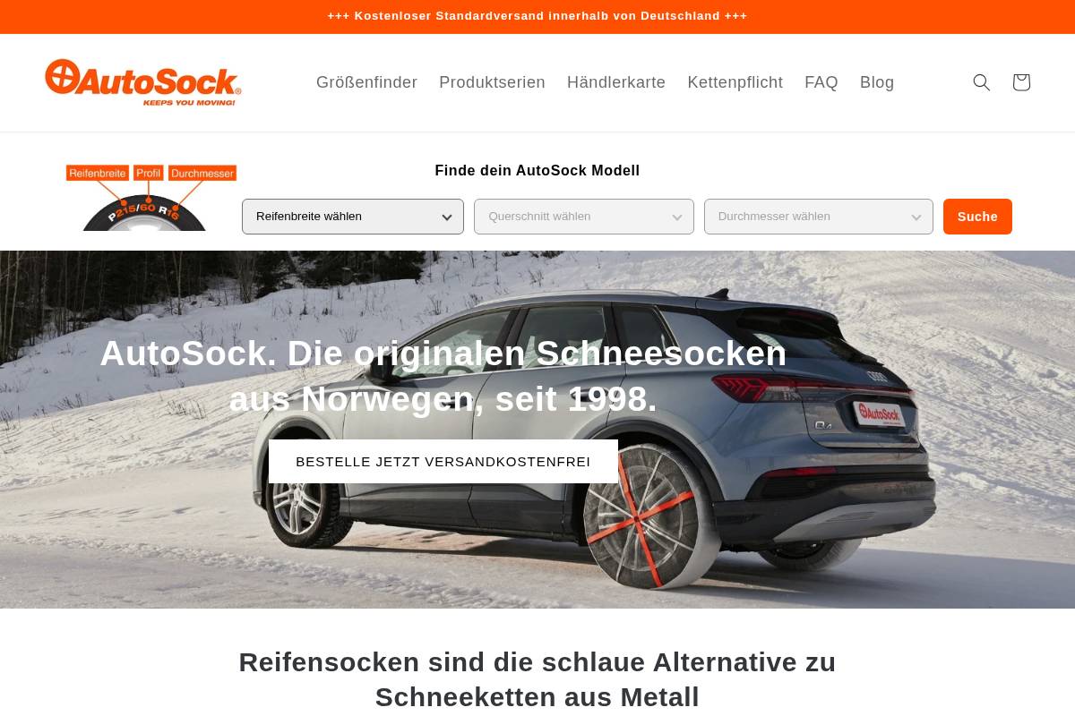 autosock.de homepage screenshot