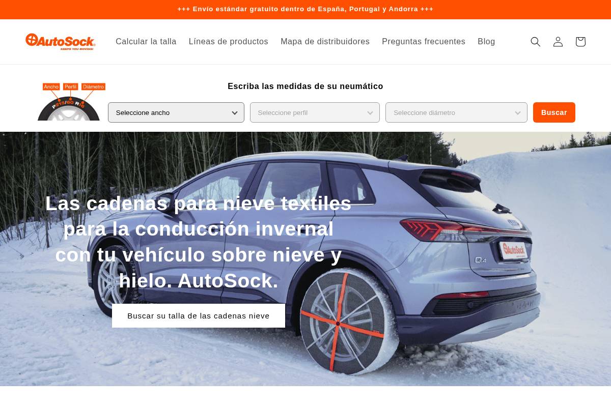 autosock.es homepage screenshot