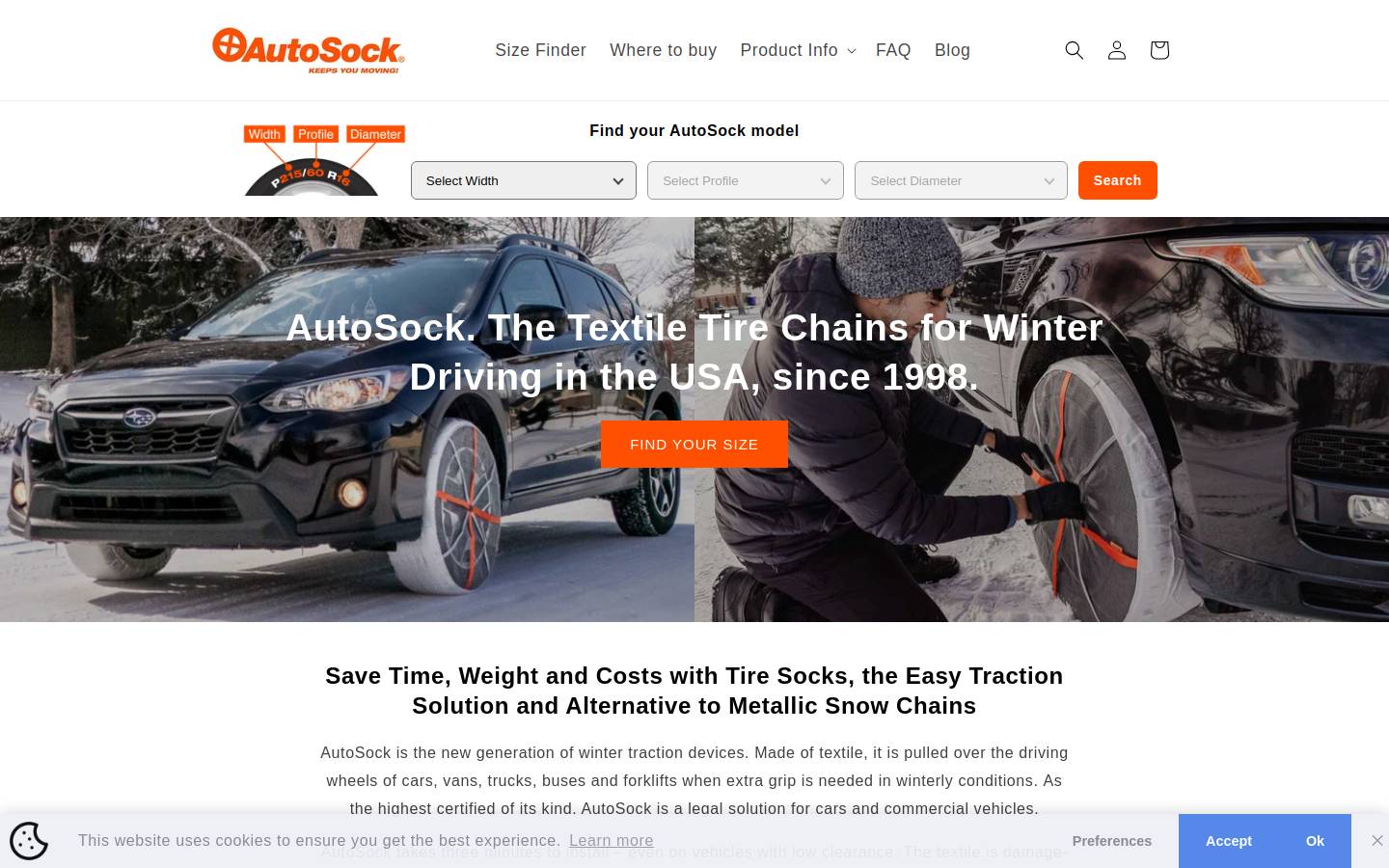 autosock.us homepage screenshot