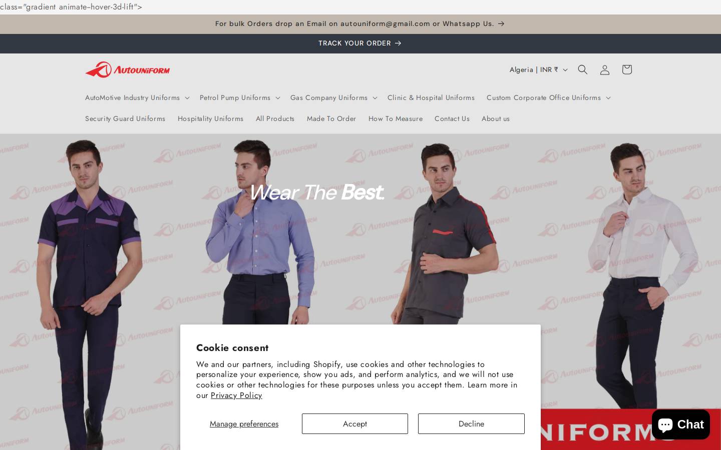 autouniform.com homepage screenshot