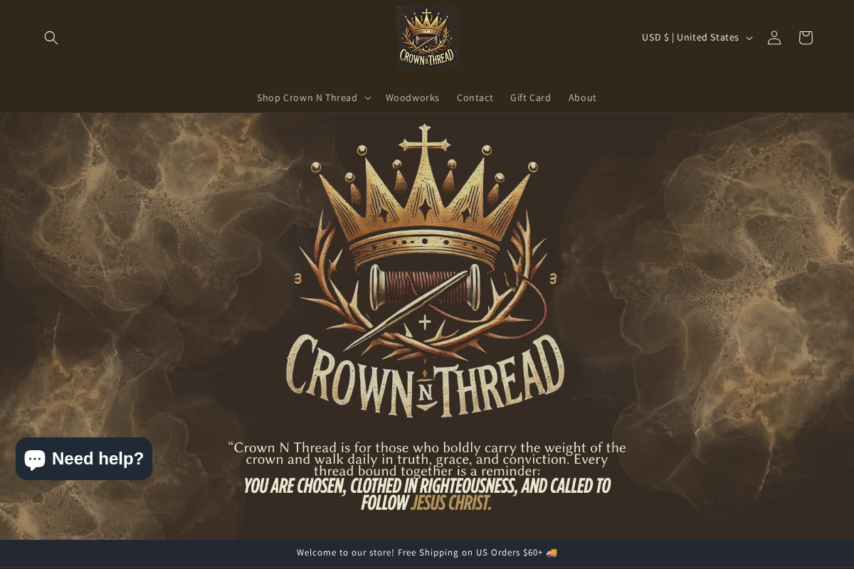 Crown N Thread homepage screenshot