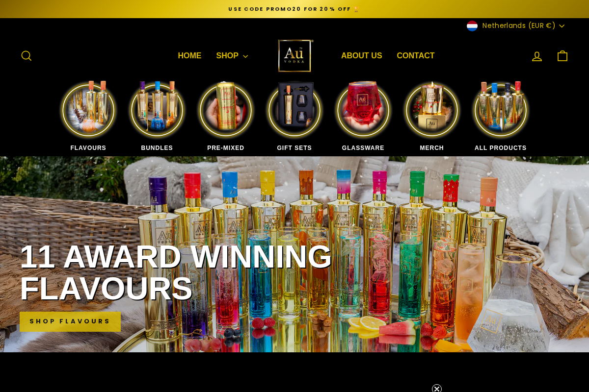 Au Vodka Europe homepage screenshot