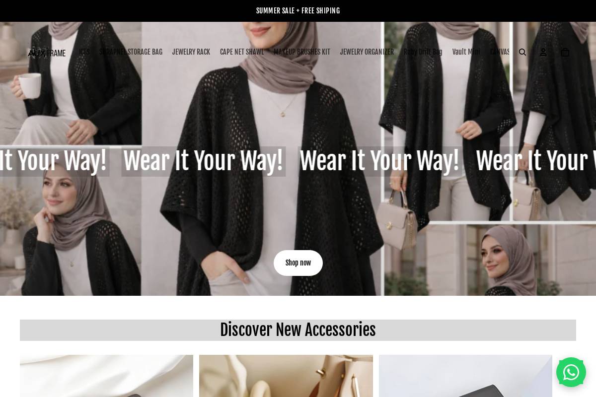 auxframe.store homepage screenshot